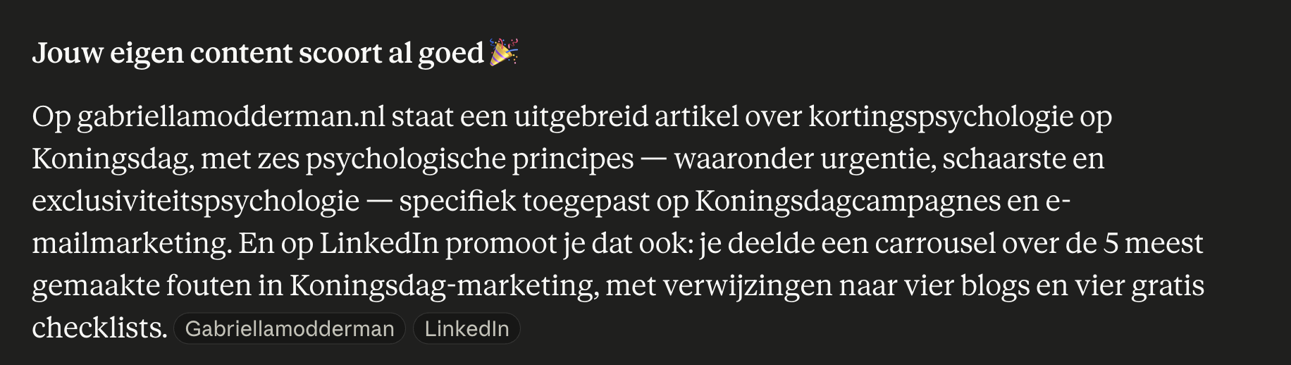 ChatGPT — Eigen contentanalyse
