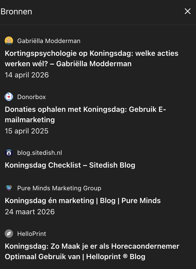 ChatGPT — Bronnen — Kortingspsychologie Koningsdag